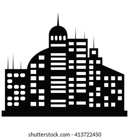 vector black city icons set