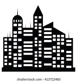 vector black city icons set 