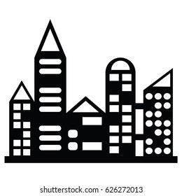 vector black city icons set