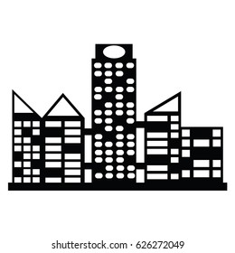 vector black city icons set