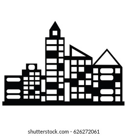 vector black city icons set