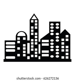 vector black city icons set