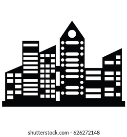 vector black city icons set