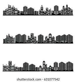 vector black city icons set
