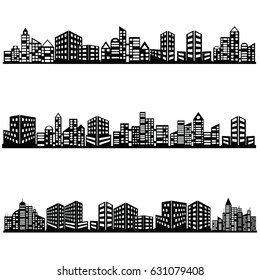 vector black city icons set