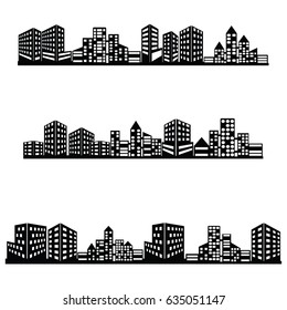 vector black city icons set
