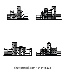 vector black city icons set