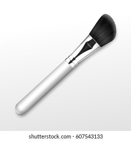 Vector Black Clean Professional Makeup Angle Blush Brush with White Handle Isolated on White Background