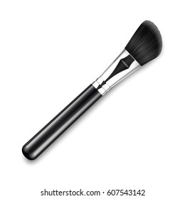 Vector Black Clean Professional Makeup Angle Blush Brush with Black Handle Isolated on White Background