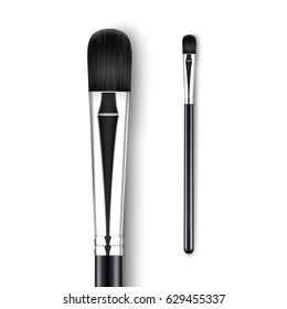 Vector Black Clean Professional Makeup Concealer Eye Shadow Brush with Black Handle Isolated on White Background