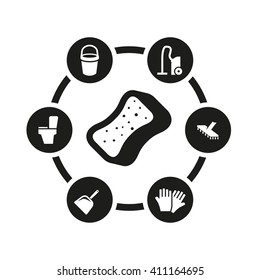 Vector black cleaning icon set