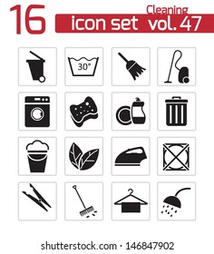 Vector black cleaning icons set