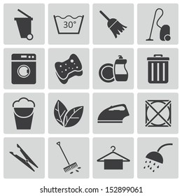 Vector black  cleaning icons set