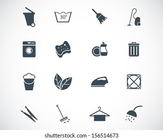 Vector black  cleaning icons set