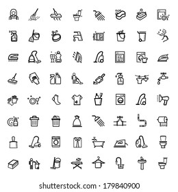 Vector Black Cleaning Icons Set