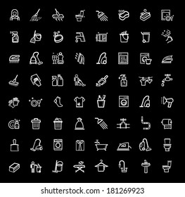 Vector Black Cleaning Icons Set