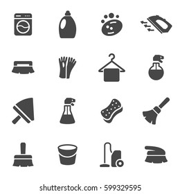 Vector black cleaning icons set