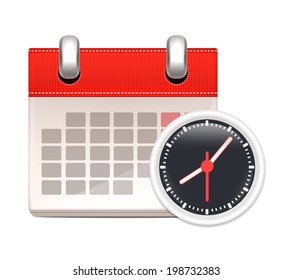 Vector Black Clock and Calendar. Business Icon