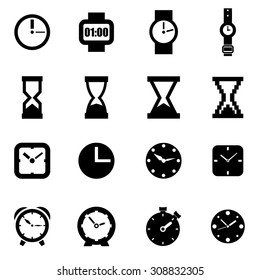 Vector black clock icon set
