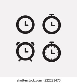 vector black clocks icons.Vector illustration for use.