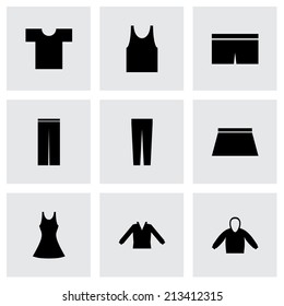 Vector black clothes eyes icons set on grey background