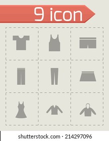 Vector black clothes eyes icons set on grey background