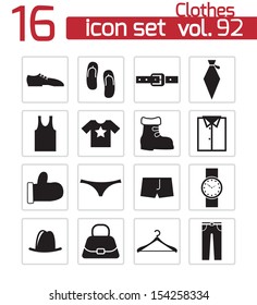 Vector black  clothes  icons set
