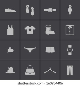 Vector black  clothes  icons set