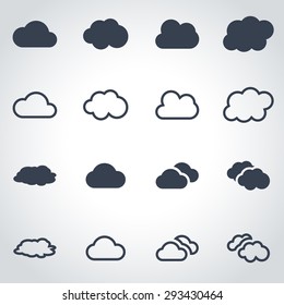 Vector Black Cloud Icon Set