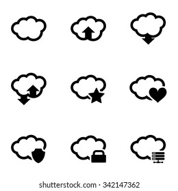 Vector black cloud icon set.