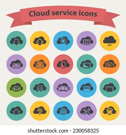 Vector  black cloud service icons set