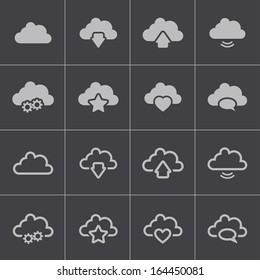 Vector black  clouds  icons set