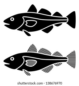 vector black cod fish silhouettes