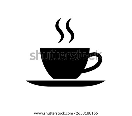 Vector black coffee cup simple icon isolated on white background