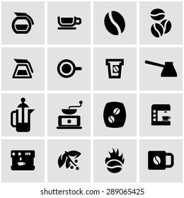 Vector black coffee icon set.