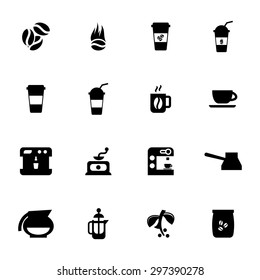 Vector black coffee icon set on white background