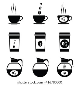 Vector black coffee icons set