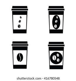 Vector black coffee icons set