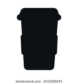 Vector black coffee and tea silhouette icon. Simple drink  paper cup logo