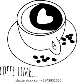 VECTOR DE CAFÉ NEGRO EN VIDRIO DE TIEMPO DE CAFÉ