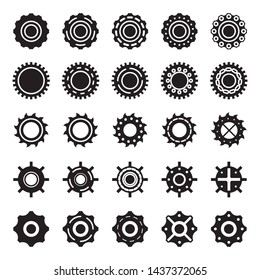 Vector of black cog, gear icon white on background. Icon gear set black and white. Vector illustration