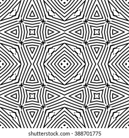 vector black color abstract optical art illusion design decoration seamless pattern isolated white background 
