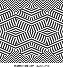 vector black color abstract optical art illusion design decoration seamless pattern isolated white background 