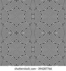 vector black color abstract optical art illusion design decoration seamless pattern isolated white background 
