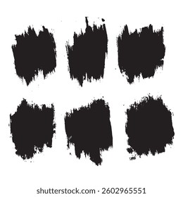 Vector black color brushstroke isolated background set
