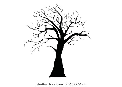 Vector Black Color Dead Tree for Halloween