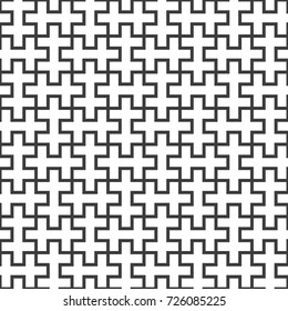 vector black color design hinduism swastika crossed puzzle ornament white decoration background seamless pattern