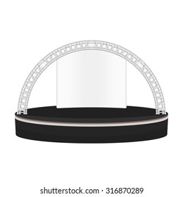 vector black color flat design estrade rounded stage metal truss with empty white background isolated illustration