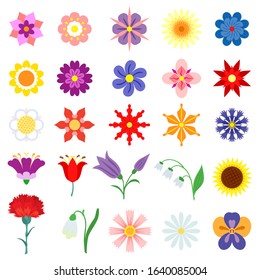 Vector black and color flowers set