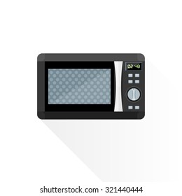 vector black color gray elements modern flat design microwave oven isolated illustration white background 